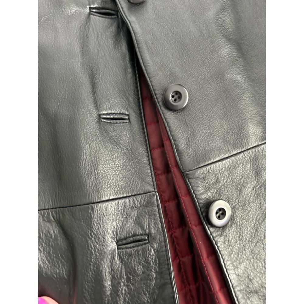 🔥Wilsons Leather, Black, gorgeous ruby lining, Button-Front Jacket - Picture 10 of 12